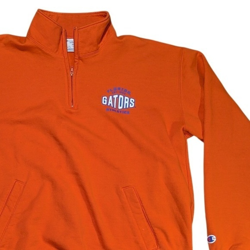 Champion‎ Florida Gators Quarter Zip Pullover Sweatshirt Orange XL Eco Authentic